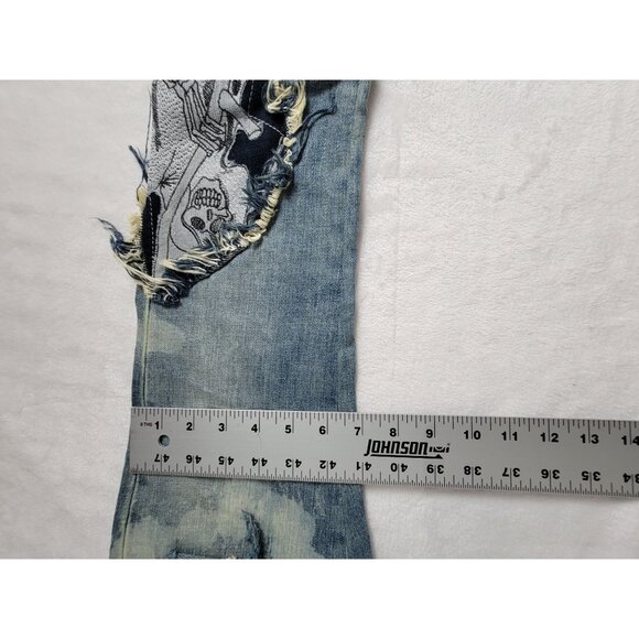 Mnml Wowmens Distressed Patchwork Denim Skinny Jeans Size 29 Blue Stretch Boho - Picture 12 of 13